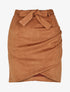 Jupe en suédine drapée style portefeuille - Camel - 1