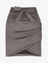Jupe en suédine drapée style portefeuille - Gris foncé - 4