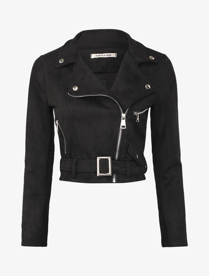 Perfecto en suédine à ceinture à boucle carrée - Noir - 1