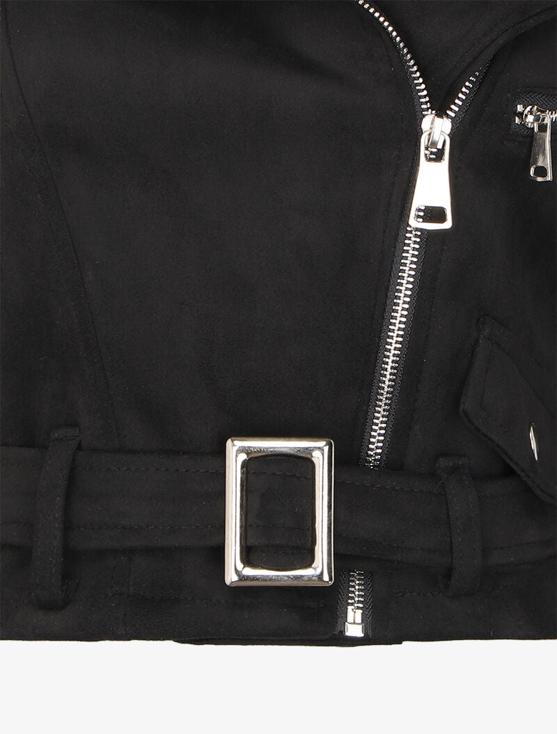 Perfecto en suédine à ceinture à boucle carrée - Noir - 3