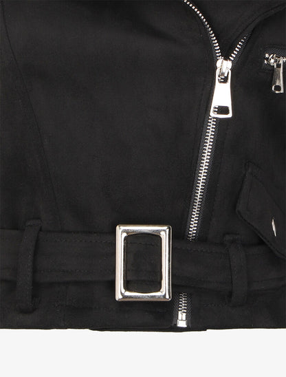 Perfecto en suédine à ceinture à boucle carrée - Noir - 3