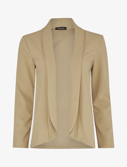 Veste ouverte à encolure droite à rabat - Beige - 1