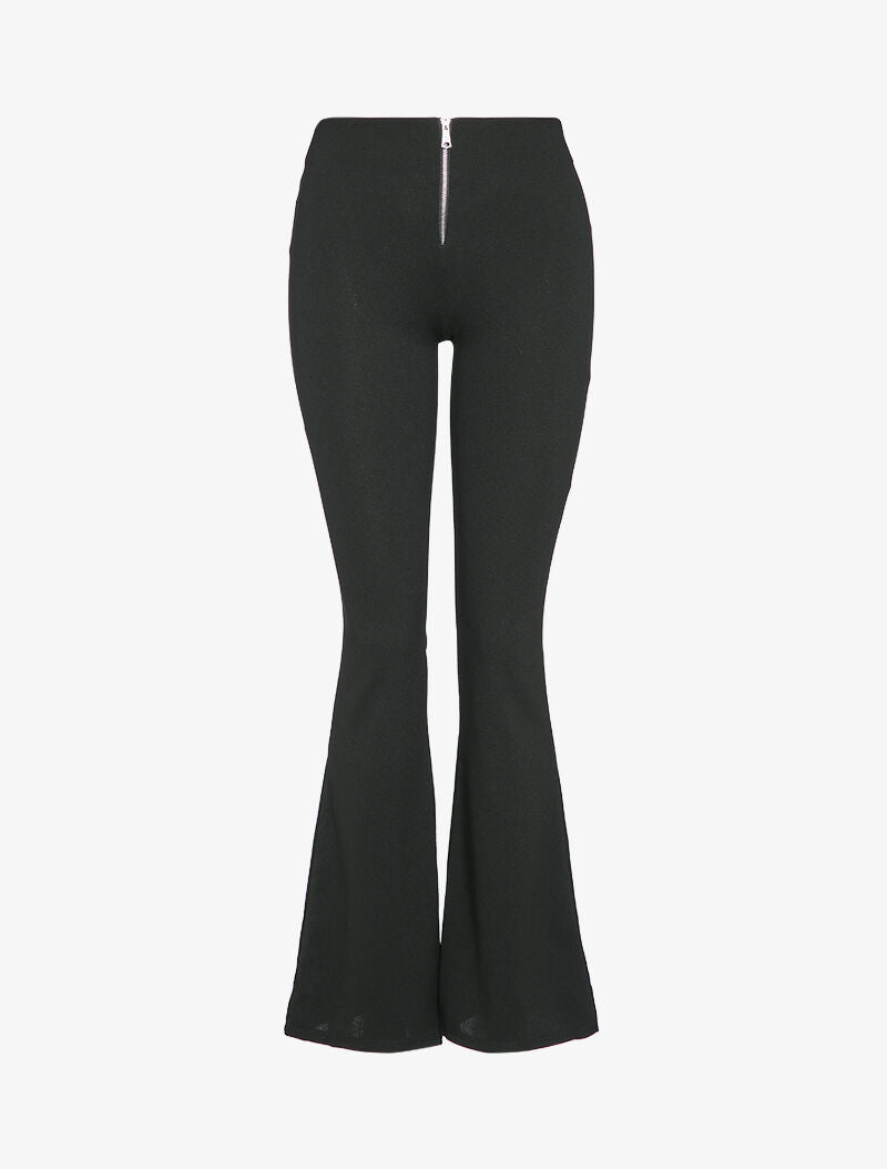 Pantalon flare moulant taille haute - Noir - 1