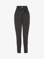 Pantalon carotte zippé à taille empire - Noir - 1