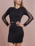 Robe pull à manches en dentelle - Noir - 1