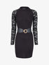 Robe pull cintrée et manches en dentelle - Noir - 1
