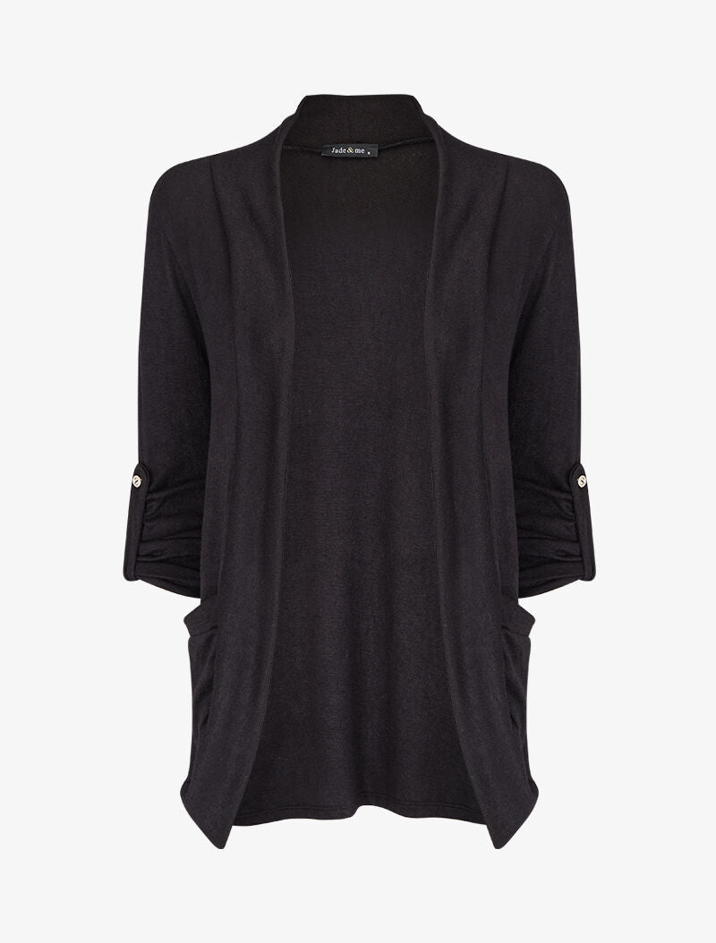 Gilet col châle - Noir - 4