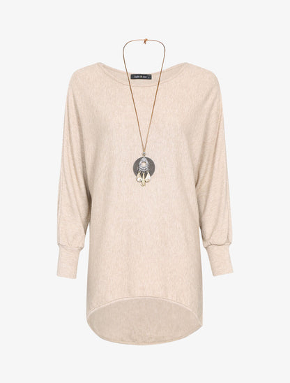 Tunique manches chauve-souris - Beige - 4