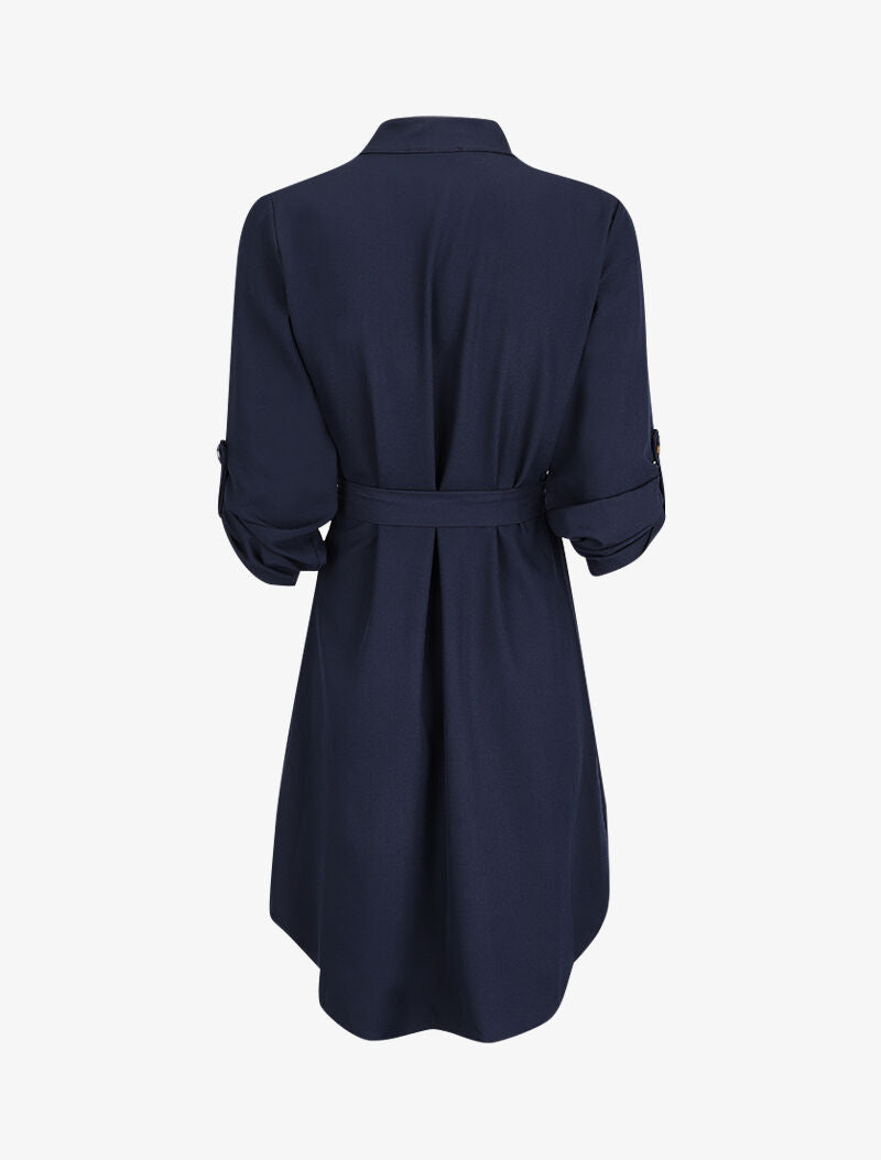 Robe chemise unie - Marine - 2
