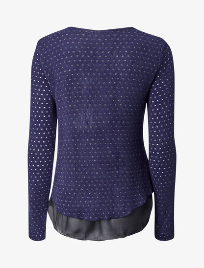 Pull en maille douce à doublure voile - Marine - 3