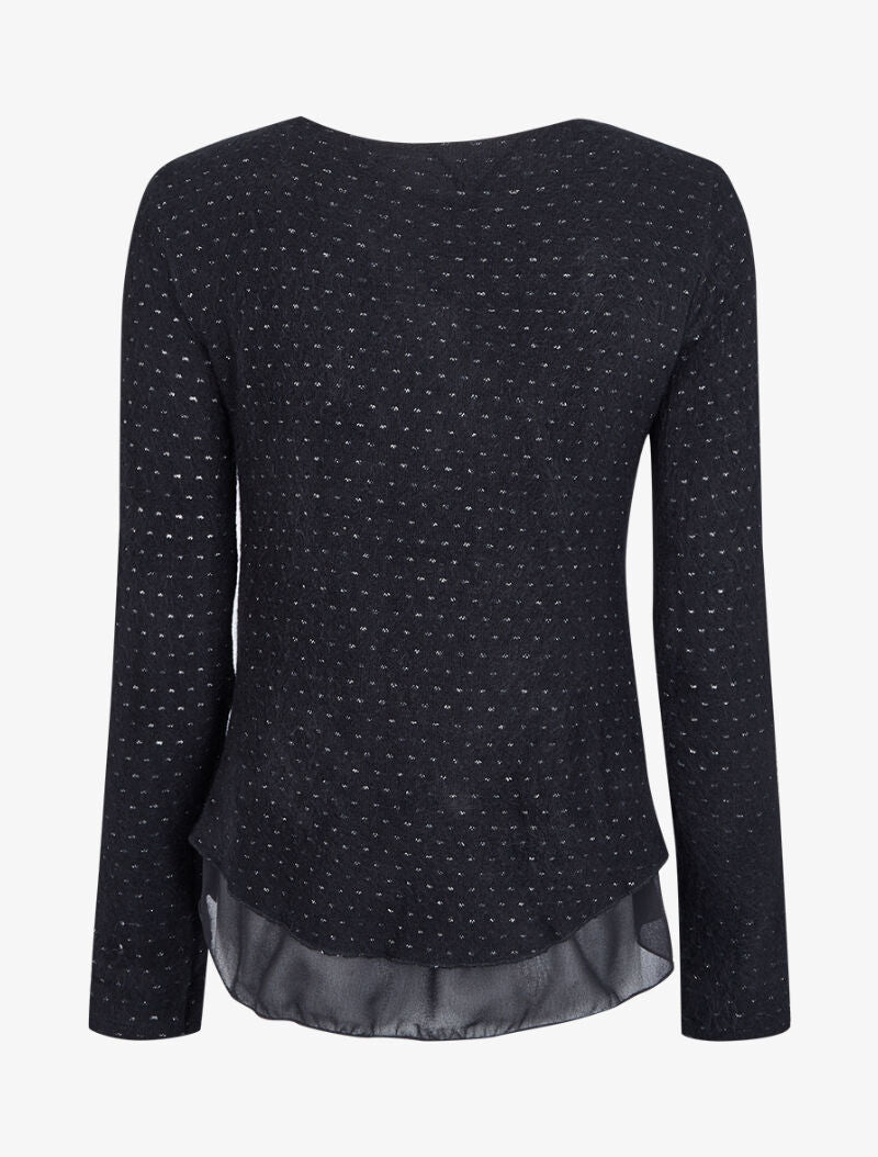 Pull en maille douce à doublure voile - Noir - 2