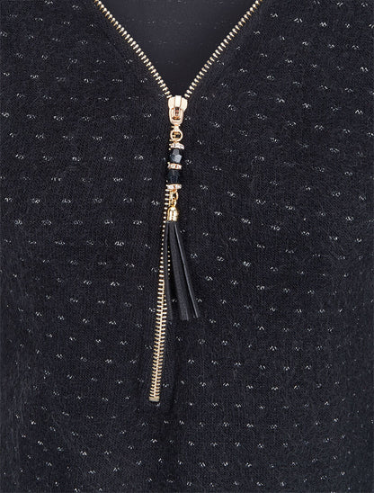 Pull en maille douce à doublure voile - Noir - 3
