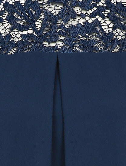 Top à empiécement dentelle - Bleu marine - 3