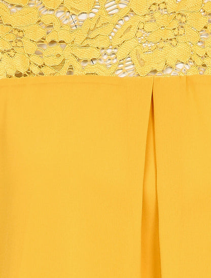 Top à empiécement dentelle - Jaune - 3