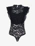 Body volanté en dentelle - Noir - 1