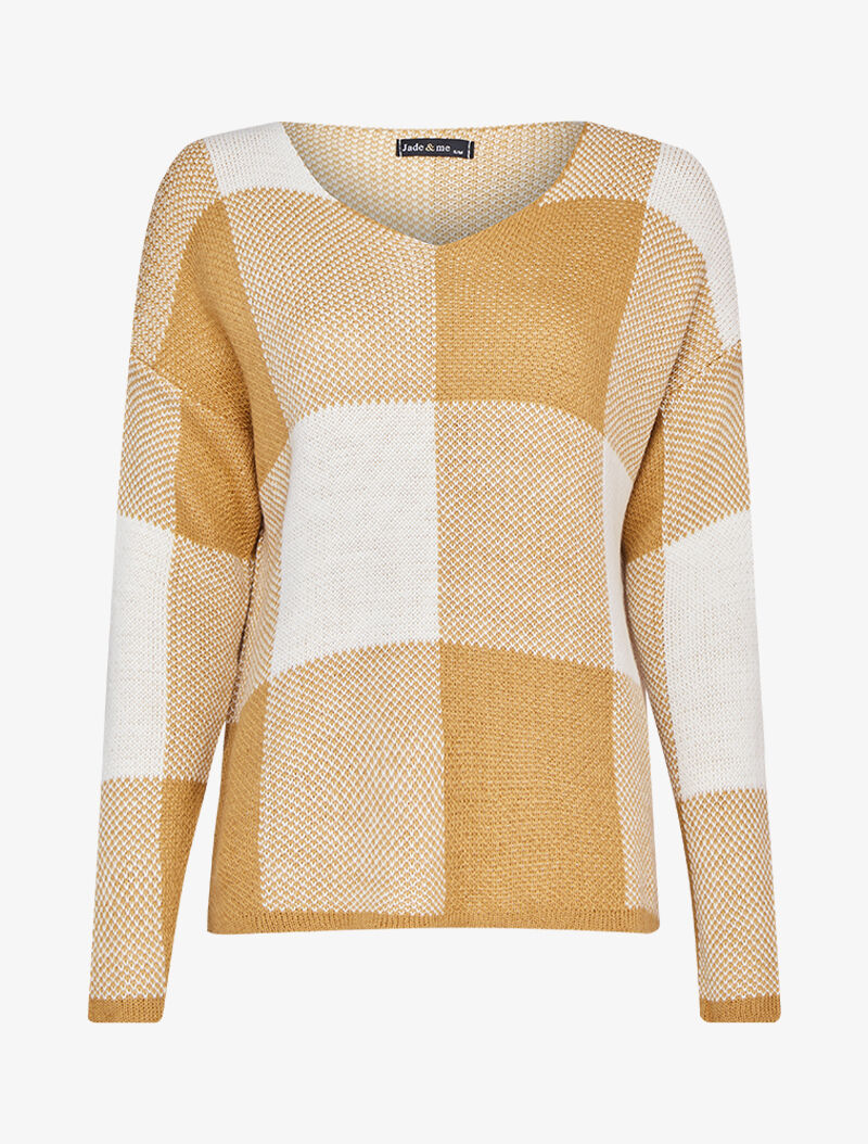 Pull oversize à carreaux - Camel - 4