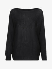 Pull oversize à manches dolman et col bateau - Noir - 1