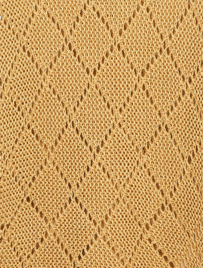 Pull oversize en maille ajourée et manches dolman - Camel - 3