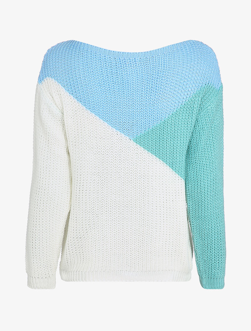 Pull color block à motifs géométriques - Bleu ciel - 2