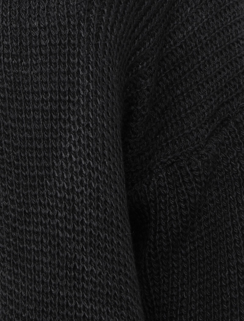 Gilet mi-long ouvert à col droit - Noir - 3