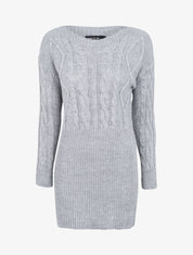 Robe pull à maille torsadée - Gris foncé - 1