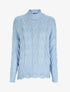 Pull loose en maille tressée à col montant - Bleu ciel - 1