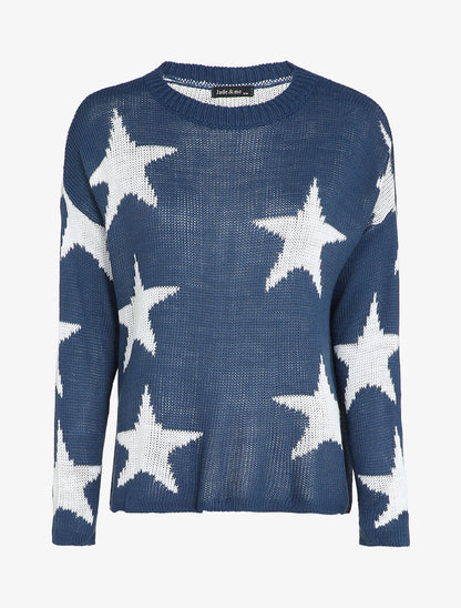 Pull imprimé étoiles - Bleu - 1
