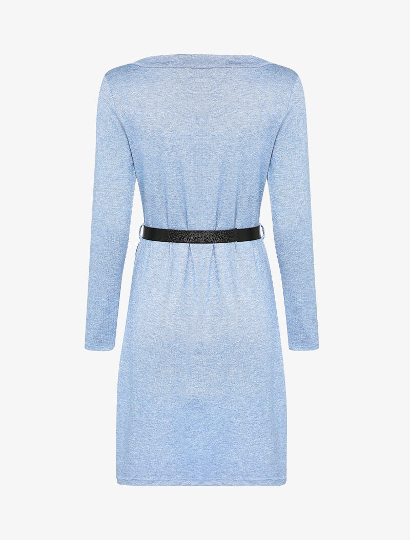 Robe pull à col V en dentelle - Bleu - 3