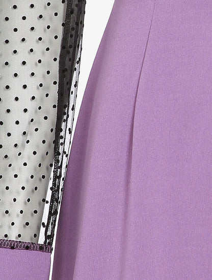 Robe patineuse à manches ajourées - Lilas - 4