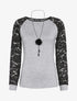 Pull à manches raglan en dentelle - Gris clair - 1