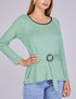 Pull stretch uni avec ceinture stylisée - Vert - 5