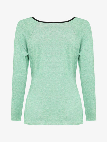 Pull stretch uni avec ceinture stylisée - Vert - 3