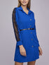 Robe chemise à manches détail dentelle - Bleu roi - 5