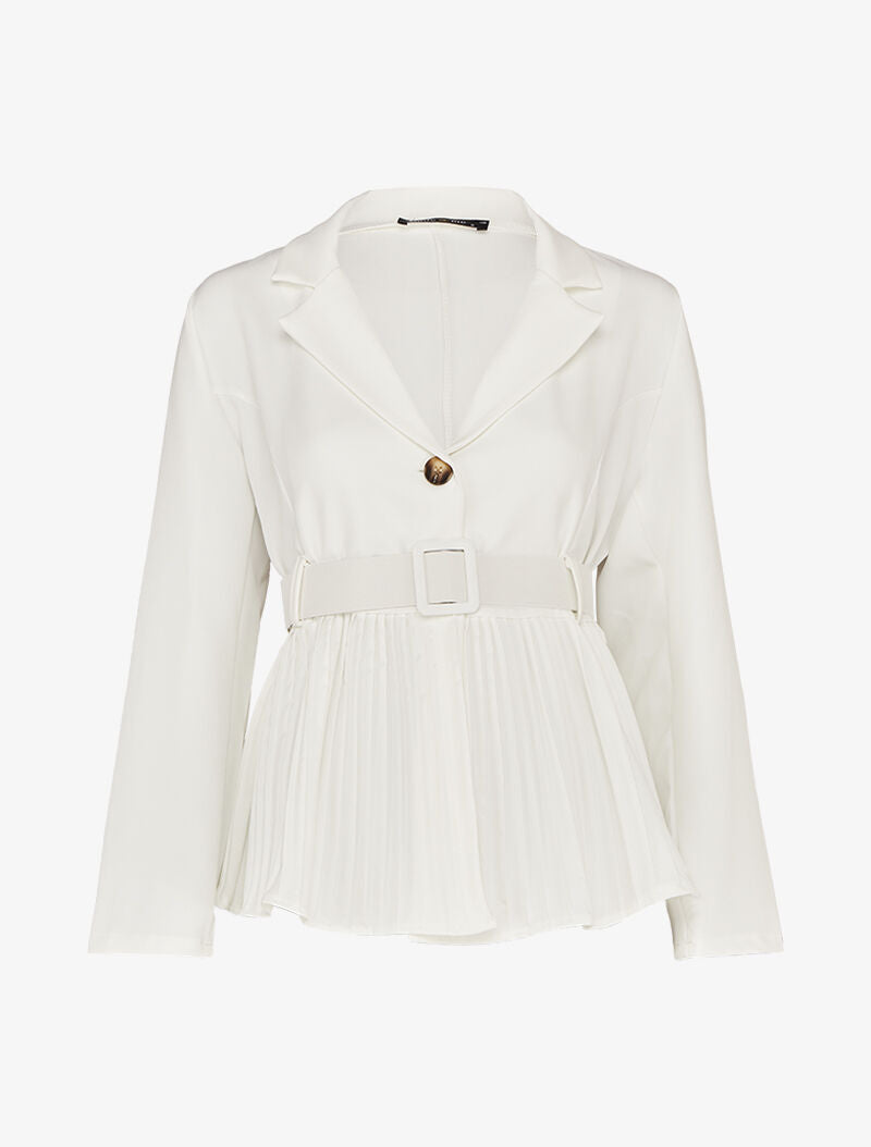 Veste péplum à plis accordéon - Blanc - 3