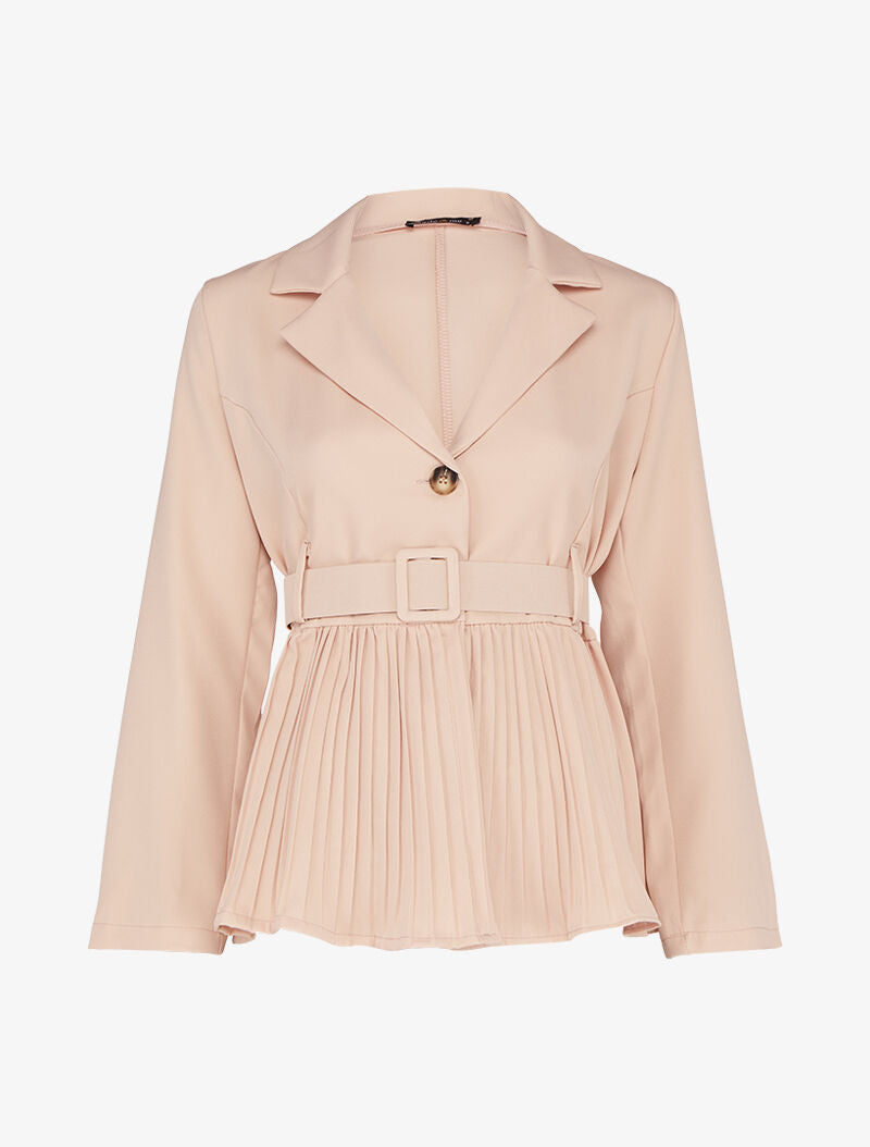 Veste péplum à plis accordéon - Rose poudré - 3