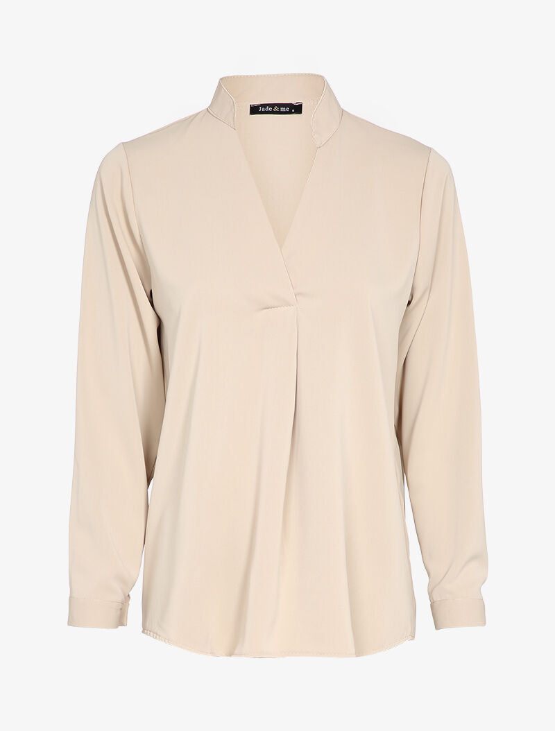 Blouse fluide à col mao - Écru - 1