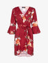 Robe patineuse imprimé à col V - Bordeaux - 1