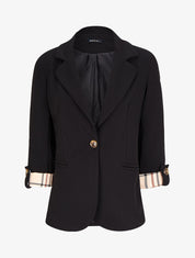 Blazer droit à ourlets imprimés - Noir - 3