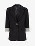 Blazer droit à ourlets rayés - Noir - 1