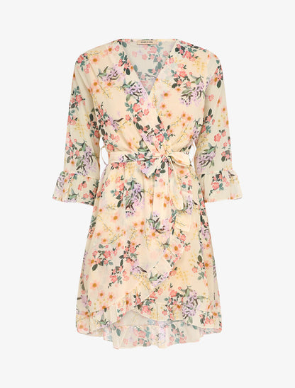 Robe cache-coeur à petites fleurs - Blanc - 4
