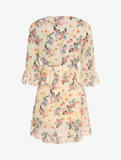 Robe cache-coeur à petites fleurs - Blanc - 2