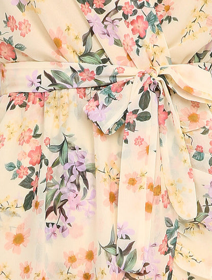 Robe cache-coeur à petites fleurs - Blanc - 3