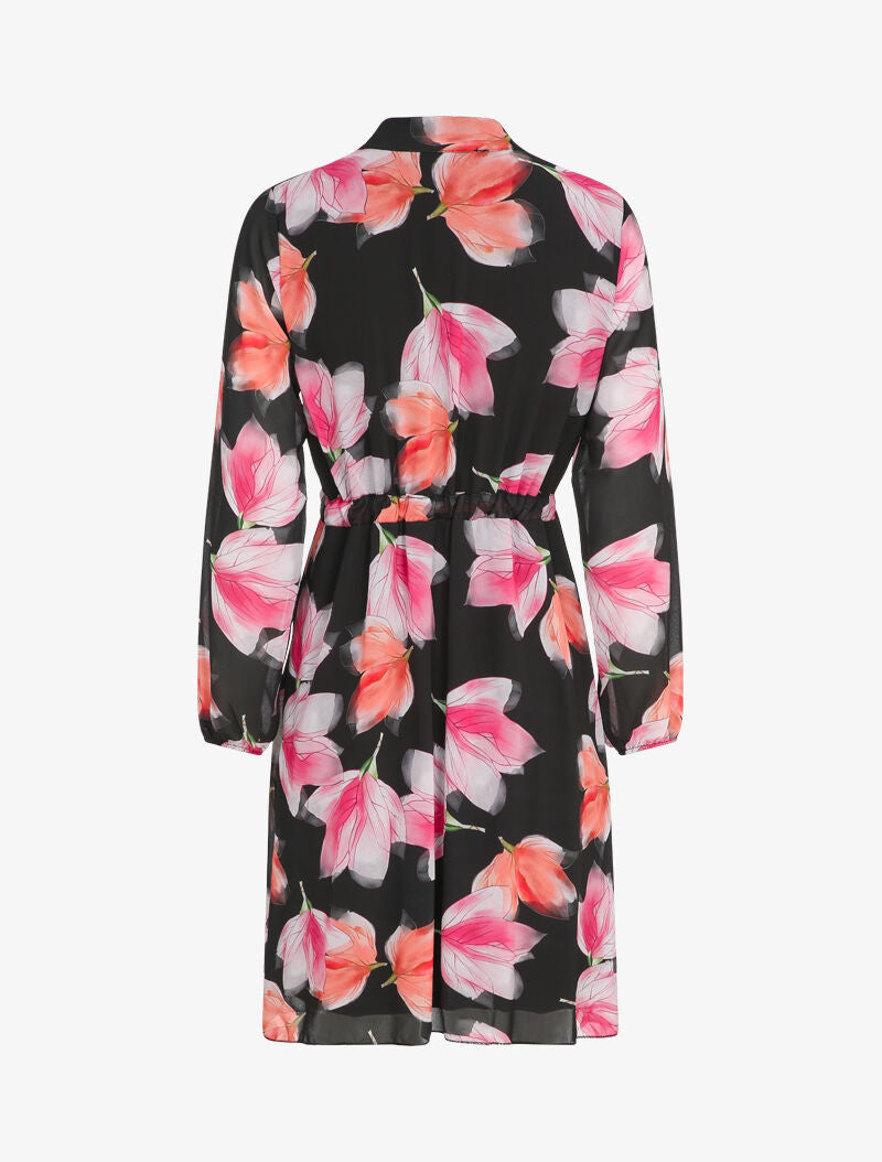Robe imprimé crocus à liens de serrage - Noir - 2