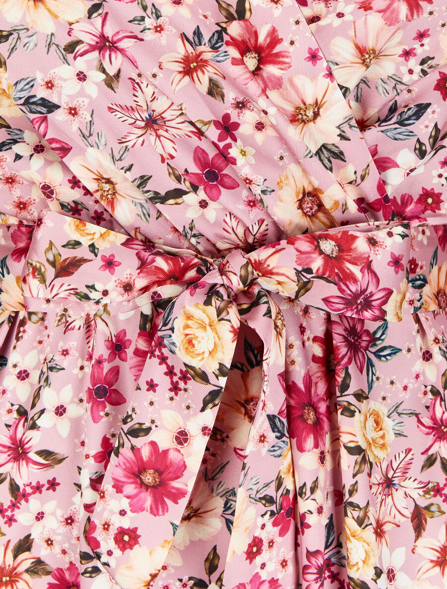 Robe satinée à imprimé à fleurs - Rose - 3