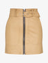 Mini jupe en simili à zip et grandes poches - Camel - 1