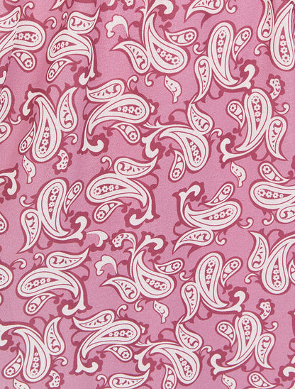 Robe imprimé cachemire stylisé à col V volanté - Vieux rose - 4