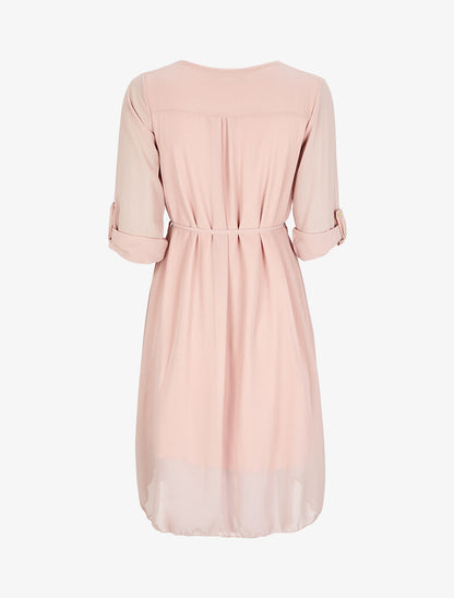 Robe en voile transparent à col zippé - Rose - 2