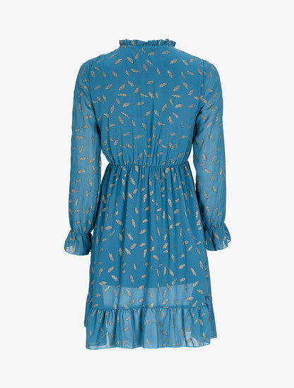 Robe en voile à feuilles pailletées - Bleu - 2