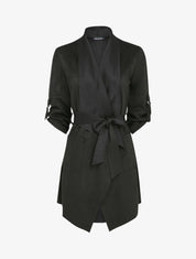 Veste en suédine à manches 3/4 à sangles - Noir - 3