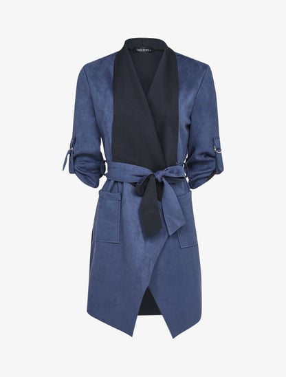 Veste en suédine à manches 3/4 à sangles - Marine - 3